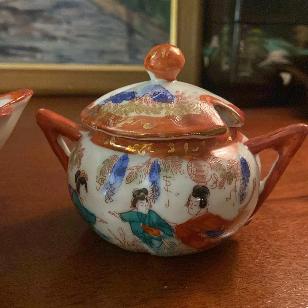 Vintage footed bowl and covered small dish made in Japan